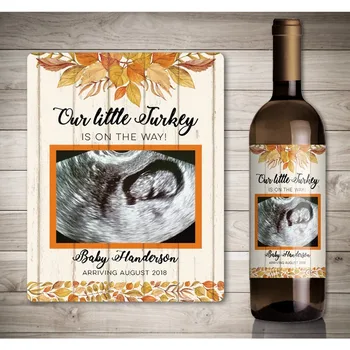 Individualų Nėštumo Skelbimas Vyno Butelio Etiketės, Individualizuoti Foto Padėkos Nėštumo Ultragarso Skelbimas Vyno Etiketėje