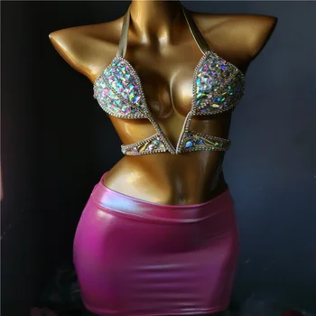 2023 Mados Seksualus Diamond Big V Bikini Komplektas Bling Akmenys-Kalnų Krištolas Maudymosi Kostiumą, Aukštos Kokybės Push Up Tvarstis Moterų Maudymosi