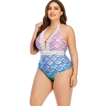 2022 Plius Dydis Bikini Didelis maudymosi kostiumėlį, daug Moterų Plaukimo Kostiumai 5XL Mermaid stiliaus riebalų moteris, didelio dydžio moteriški vientisas