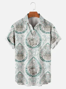 2022 naują stilių kūrybos anakardžių gėlių spausdinti vasaros atsilaisvinti trumparankoviai marškinėliai vyrams's8989