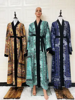 Ramadanas Musulmonų Eid Spausdinti Abaja Maxi Suknelė Vestido Arabų Islamo Kimono Hijab Afrikos Dashiki Jalabiya Ilgas Chalatas, Chalatai Musulmane