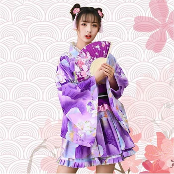 Azijos Drabužių Yukata Princesė dress Mergaitė Japonų Kimono Moteris Saldus suknelė puikus Cosplay Šalis, kostiumas 2 vienetų Komplektas