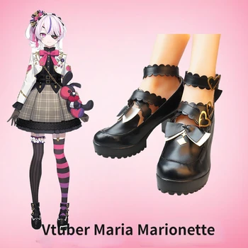 Žaidimas Vtuber Nijisanji Maria Marionette Cosplay batai, Kostiumas Helovinas Moterų Anime Lolita Batai Juodos spalvos Aukšto Kulno Batai