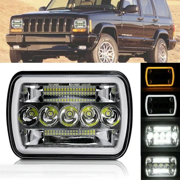 5X7Inch 7X6Inch LED Žibintų Hi-Lo Šviesos Aureolę DRL už Jeep Cherokee XJ Wrangler YJ