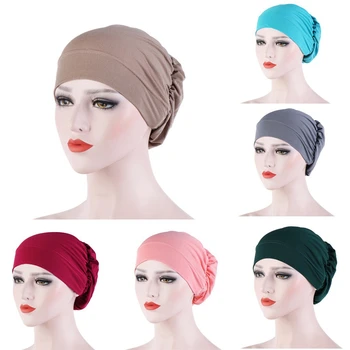 Moterų Medvilnė Kvėpuoja Skrybėlę Naujas Moterų Hijabs Turbaną Elastinga Medžiaga Galvos Kepurė Hat Ponios Plaukų Aksesuarai Musulmonų Kepurė Šalikas