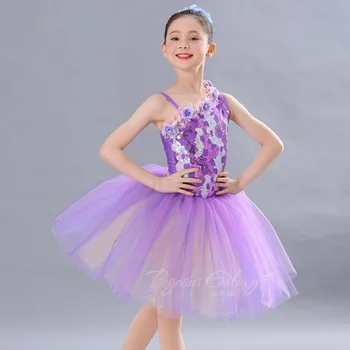 H2679 Mergaičių Baleto Šokių Suknelė Drabužius Vaikams Pompon Tutu Sukneles Pavasario Vasaros Profesinės Veiklos Blynas Kostiumas