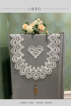 Šaldytuvas audinio audinio nėrinių staltiesė, siuvinėta akių dulkėms audinio nėrinių kambario dekoracija estetiška