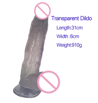 Didžiulis Skaidrus Tikroviškas Dildo Moterų Storas Penis siurbtukas Nekilnojamojo Dong Sekso žaislai Moterims masturbacija Big Dick Erotinis Žaislas