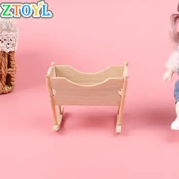 Medinis Mažas Lopšys Kūdikiui Lovelę Modelis Baldų Reikmenys Doll House Dekoro, Žaislų, Dovanų 1:12 Miniatiūriniai Lėlių Namelis