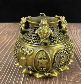 Seiko žalvario, aukso, rupūžė Budistų raštus lobis dubenį Darbalaukio dekoracijos, amatų statula