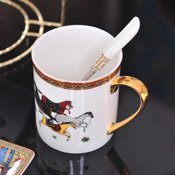 Keramikos puodelis Kaulų Kinija Puodelis Kavos Puodelį gėrimo taurės puikus porceliano Puodelis keramikos gimtadienio dovana kavos virimo aparatas su šaukštu