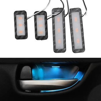 Auto Atmosfera Lempa LED Automobilių Vidinis Dubuo Šviesos Universal 6 Spalvų 4Pcs Atramą Vidaus Durų Rankena, Apšvietimas, Dekoratyvinis Apšvietimas
