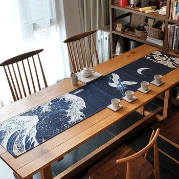 Klasikinio Japonijos stiliaus medvilnės skalbiniai deep blue spausdinti stalo runner zen stiliaus arbatos stalo staltiesė retro lova runner rankšluostį