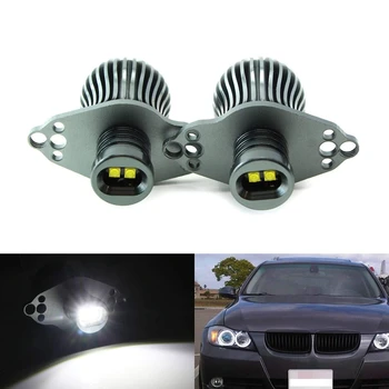2X LED Angel Eye Gabaritinių Lempučių BMW E90 3 Serijos 20W Xenon White Didelės Galios LED Šviesos
